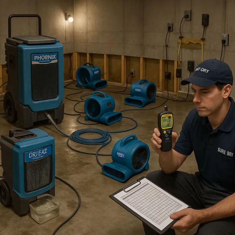 Structural Drying and Dehumidification process in Summerville, SC